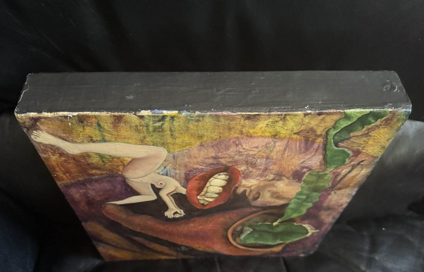 2 Surreal Psychedelic Oil Paintings, Wood by Lori Hanson-Perko Visionary Work 92