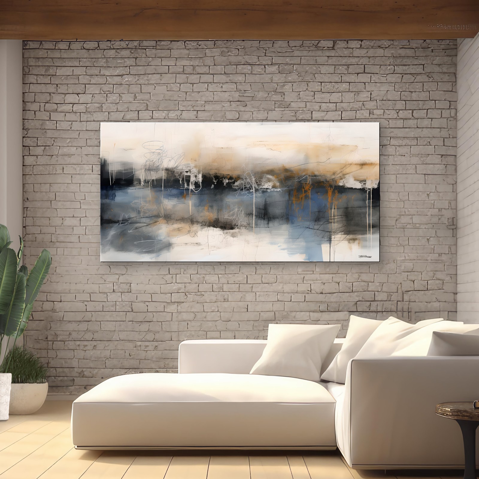 Large Abstract Canvas Painting, Textured Canvas wall art, Framed, Signed