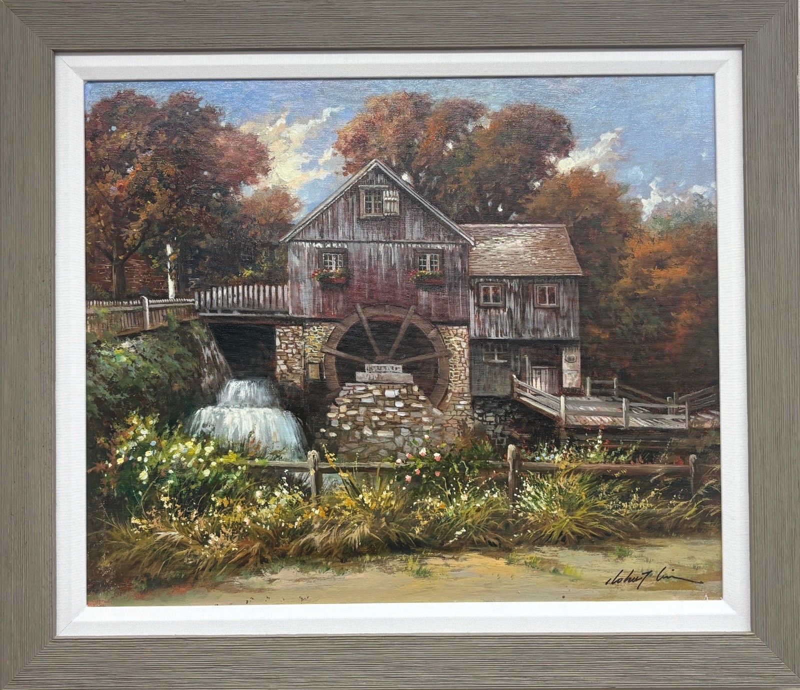 Robert Lui «Water Mill» Hand Signed Framed Original Impressionist Art NEW