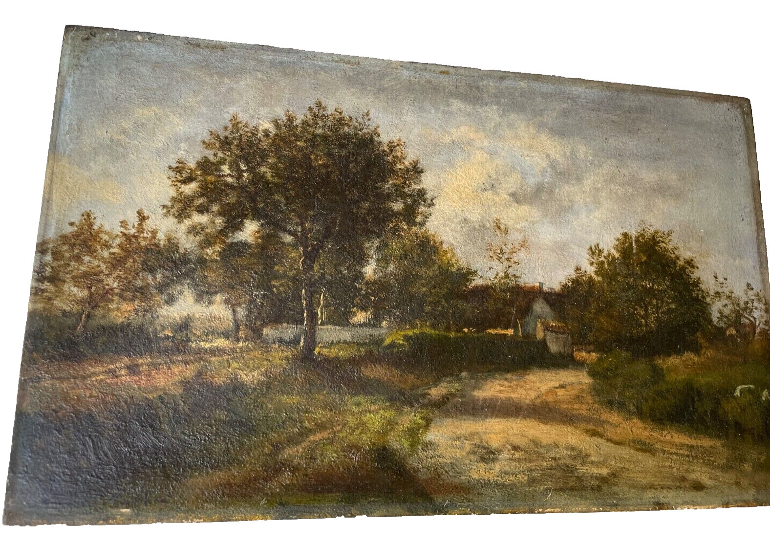 Leon RICHET (1843-1907) – School of Barbzion Oil on Panel – Farm Landscape