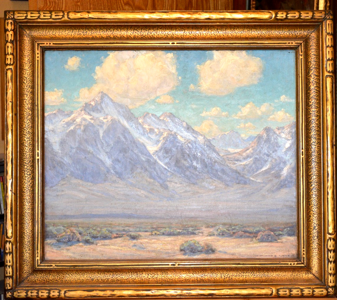 Beautiful desert and mountain landscape by artist Leland S. Curtis (1897 – 1989)