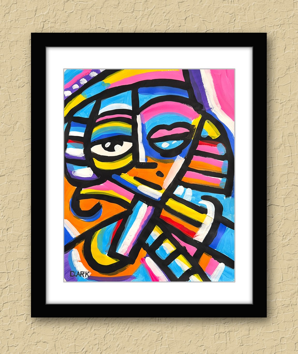 Vibrant Abstract Pop Art Portrait – 14×11″ Painting Mixed Media Paper