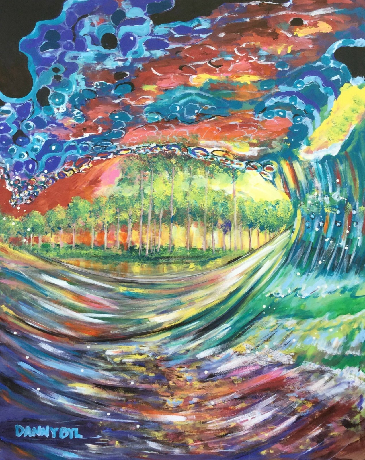 BEACH Ocean Wave Original Art PAINTING DAN BYL Modern Contemporary large 4×5 ft