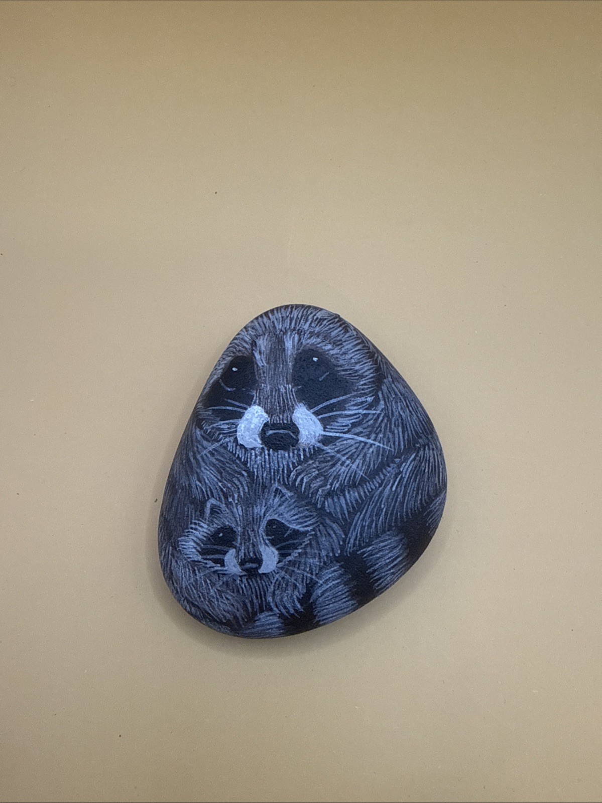 Raccoon Rock Art By Susan Reib. Paperweight Size. Beautiful For Home Or Office.
