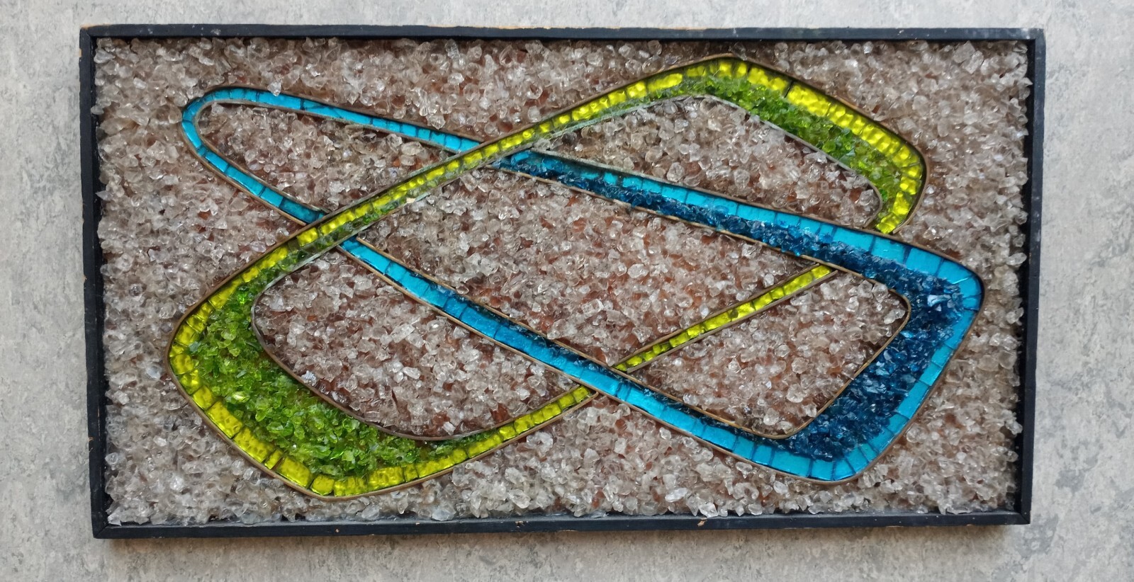 Mosaic Picture Glass Art Abstract Composition Mid Century American