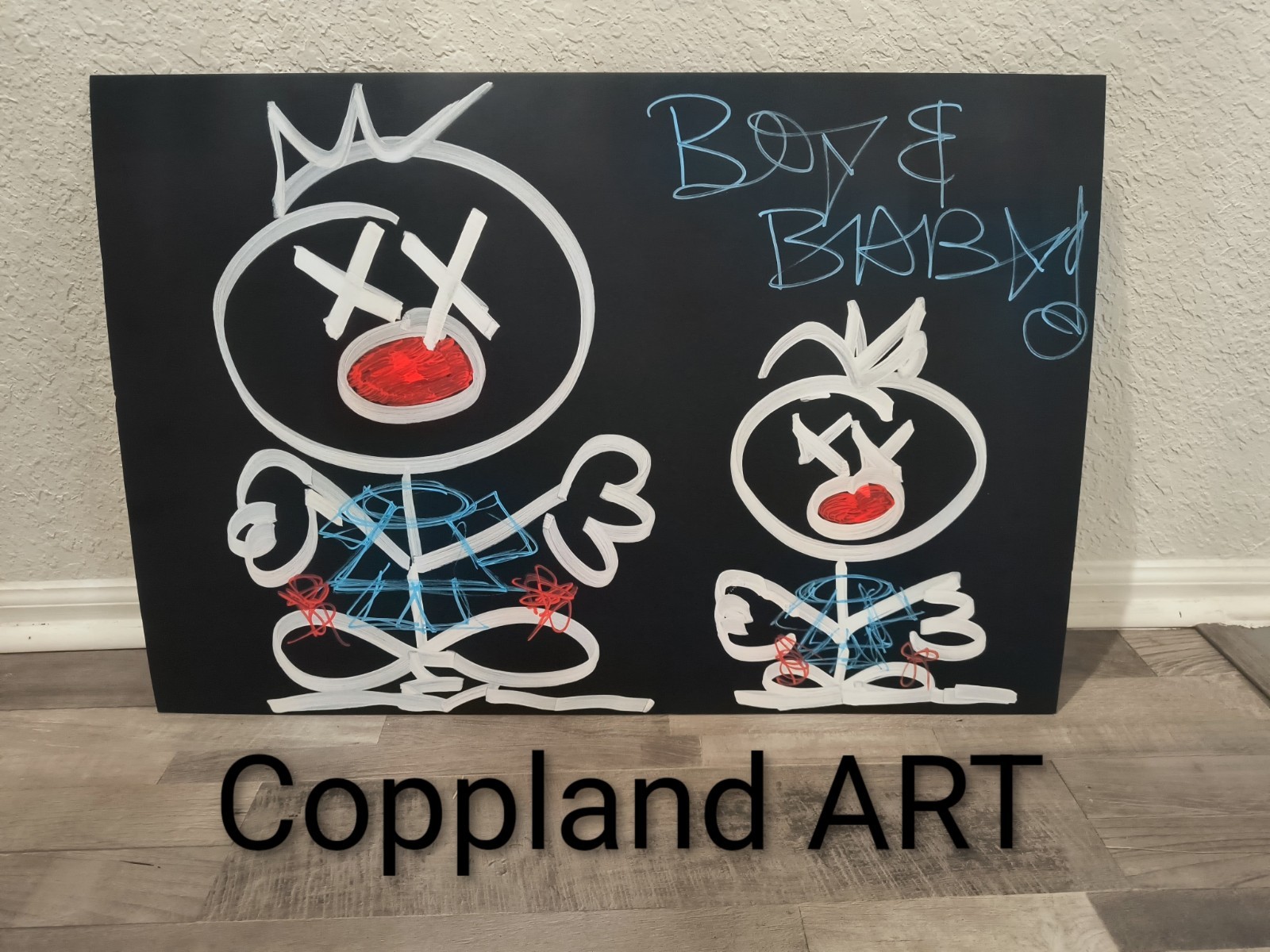Trey Coppland, Boy n Baby Contemporary Graffiti Painting,20+30 inch, signed