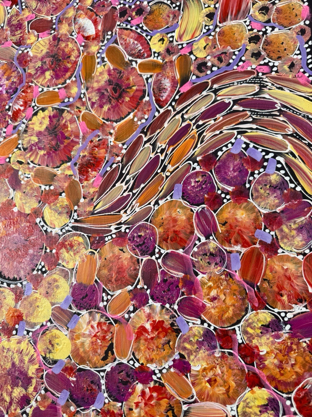 Rachael Nambula. Authentic Aboriginal Art. Size 100cm x 50cm. Pencil Yam