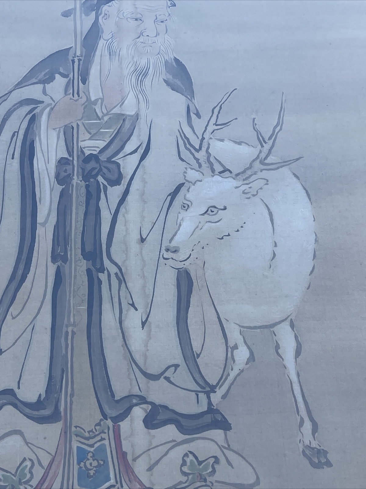 Chinese Ancestor Painting Scholar Art Scroll Art Asian Large Portrait Iconic Old