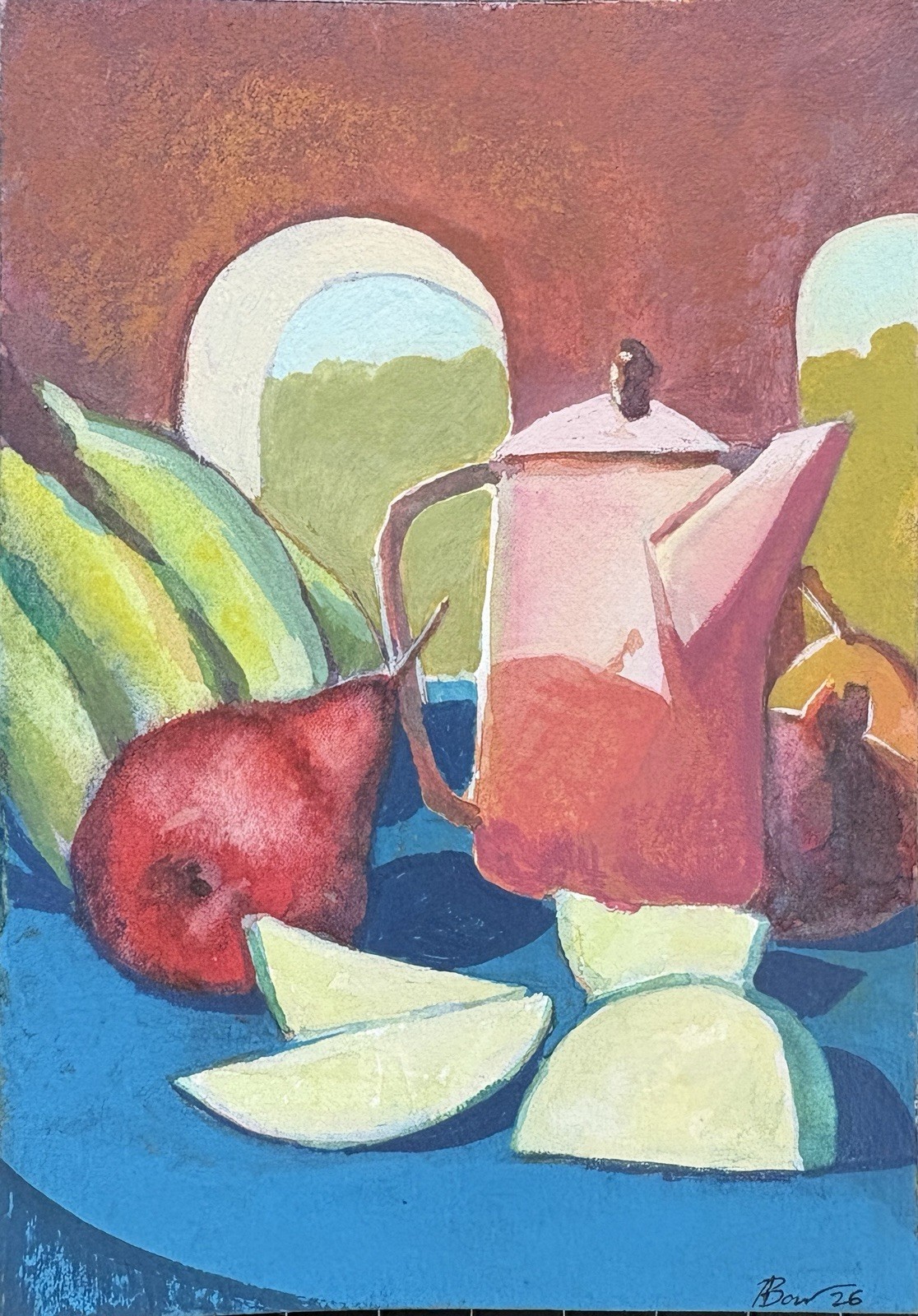 original watercolor painting 7×5 Still Life Cottagecore signed
