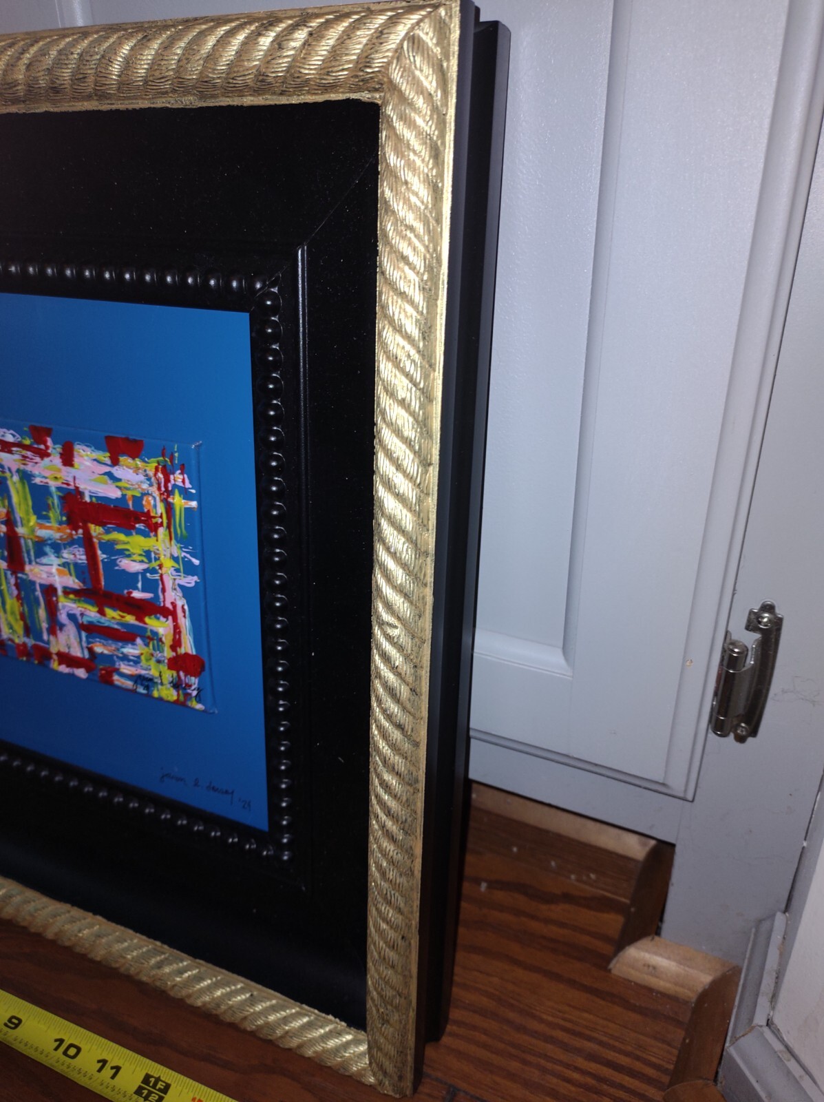 Large Framed Signed Modern Art Abstract Acrylic Painting w/COA Multi Color