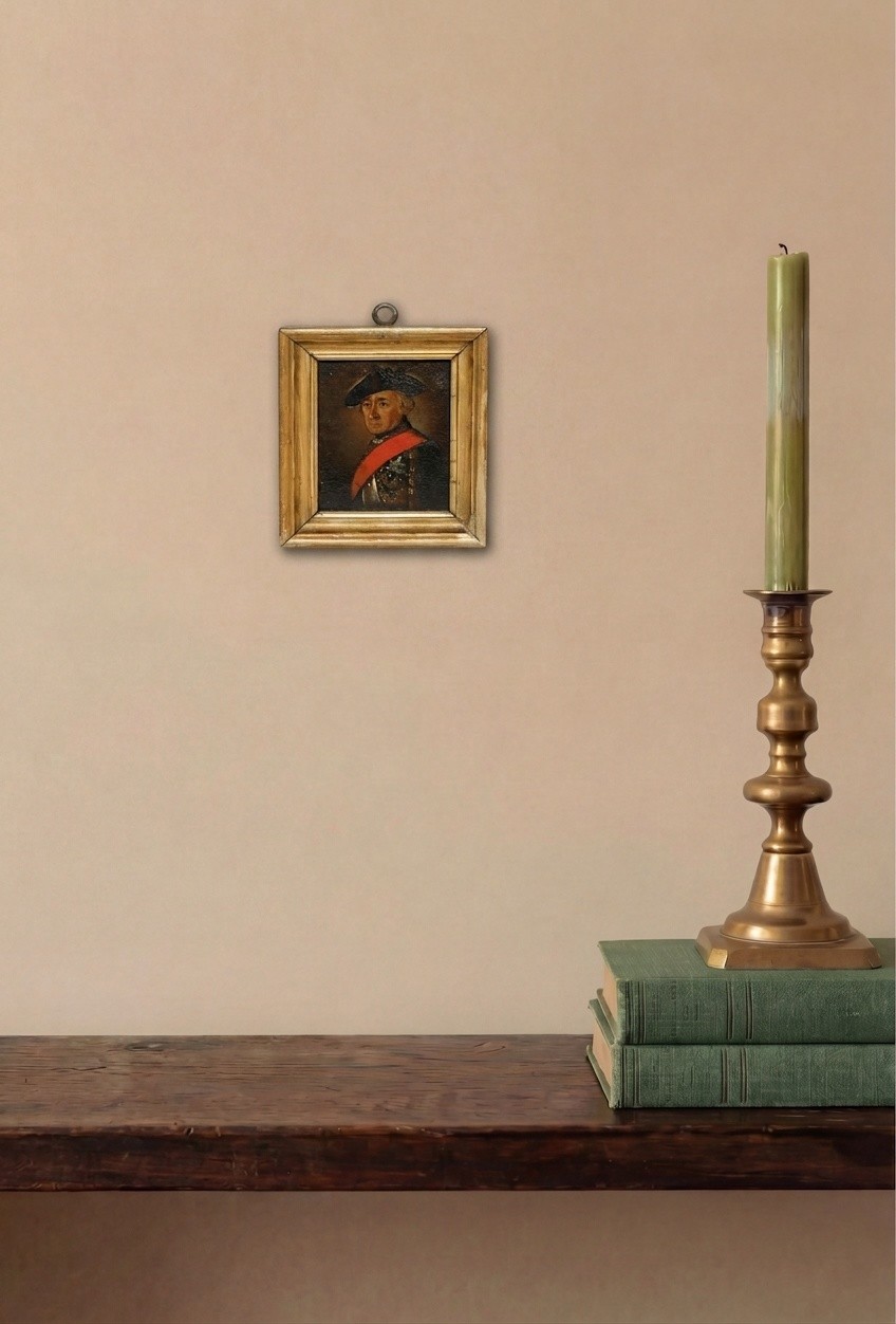 German School Miniature – 19th Century Oil, Frederick the Great