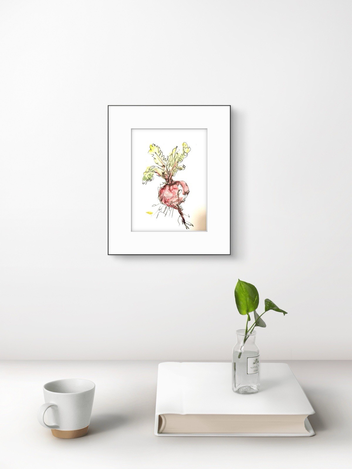 Original Abstract Expressionism 4×6 Beet Kitchen Decor Signed Small Fine Art 19