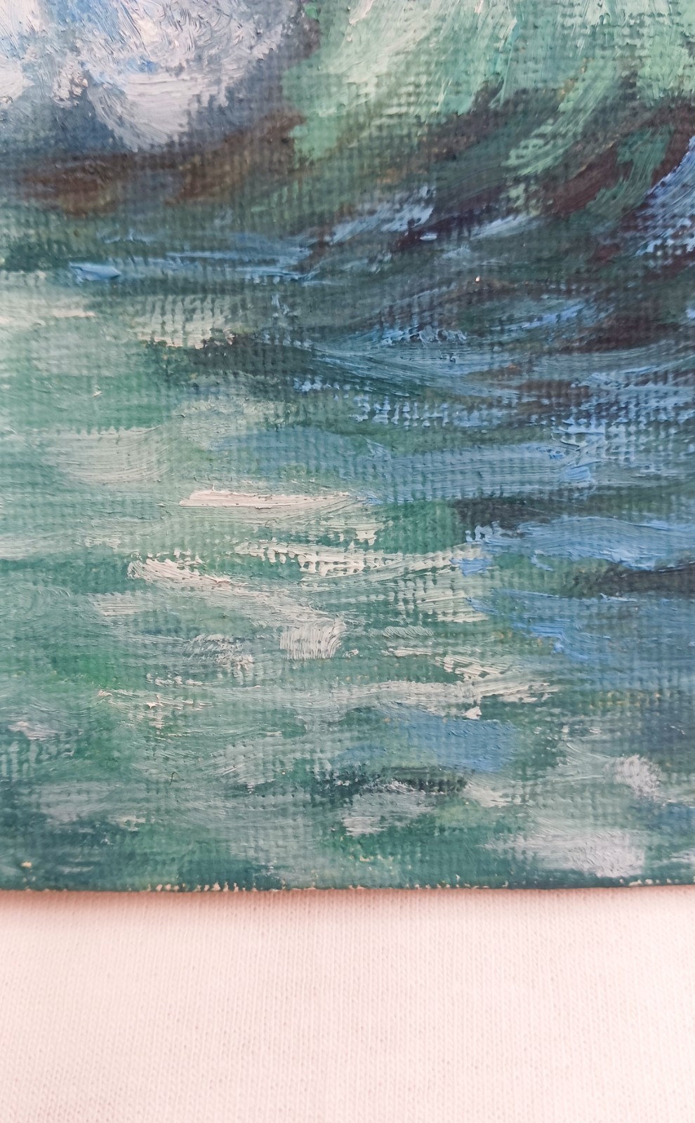 ORIGINAL Oil Painting Impressionism Ocean Waves Moody Fine Art 6″x8″