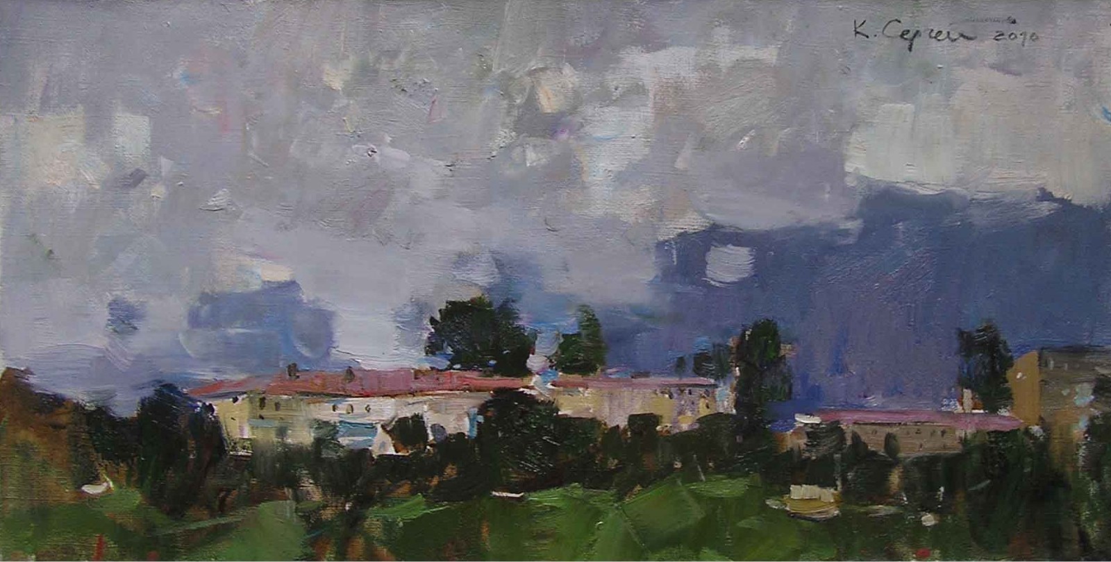 Oil painting Hills Ukrainian painter Canvas Decor Unframed original landscape