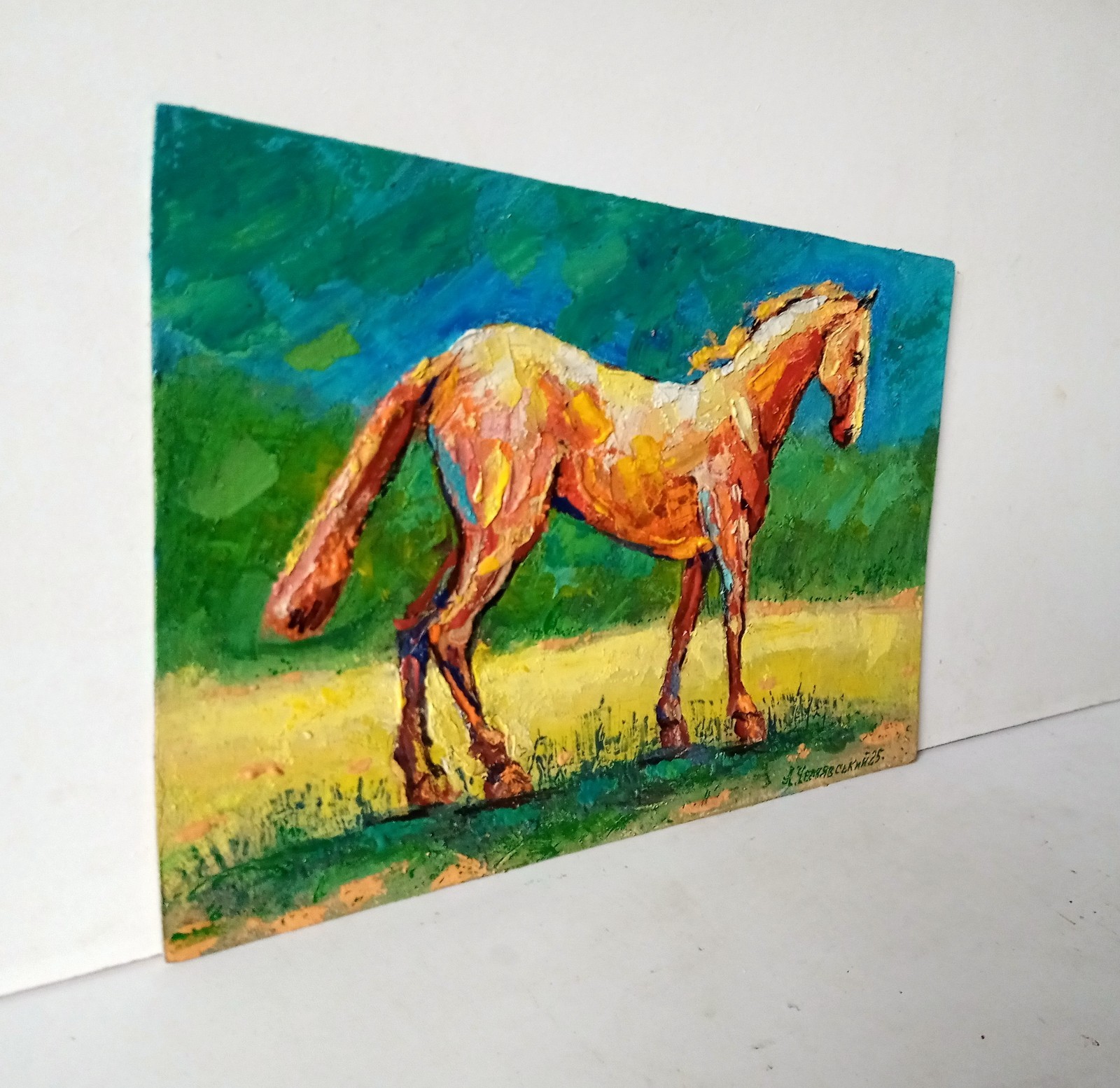 Horse Impasto Painting Original Art Impression Oil Painting 7.8 x 11.8 in