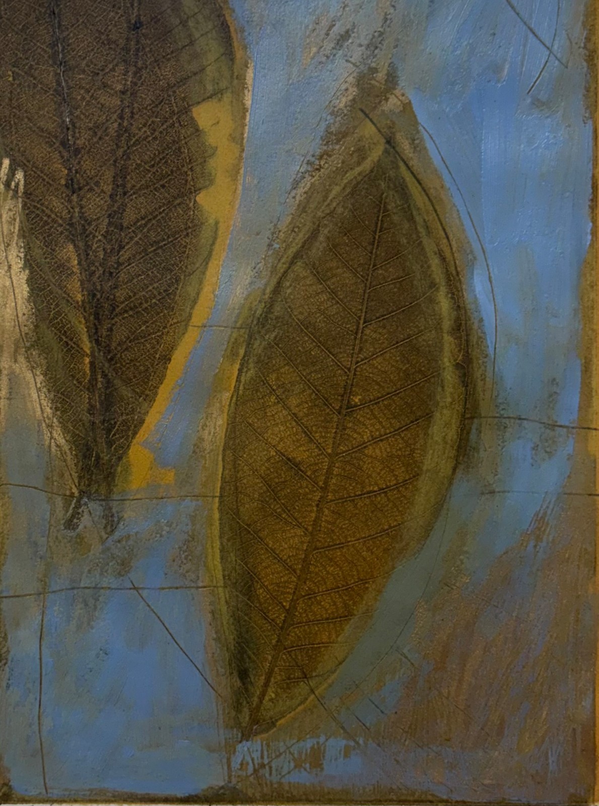 Vintage RESA BLATMAN Leaf Series 15′ Oil PAINTING – Nature & Climate Change Art