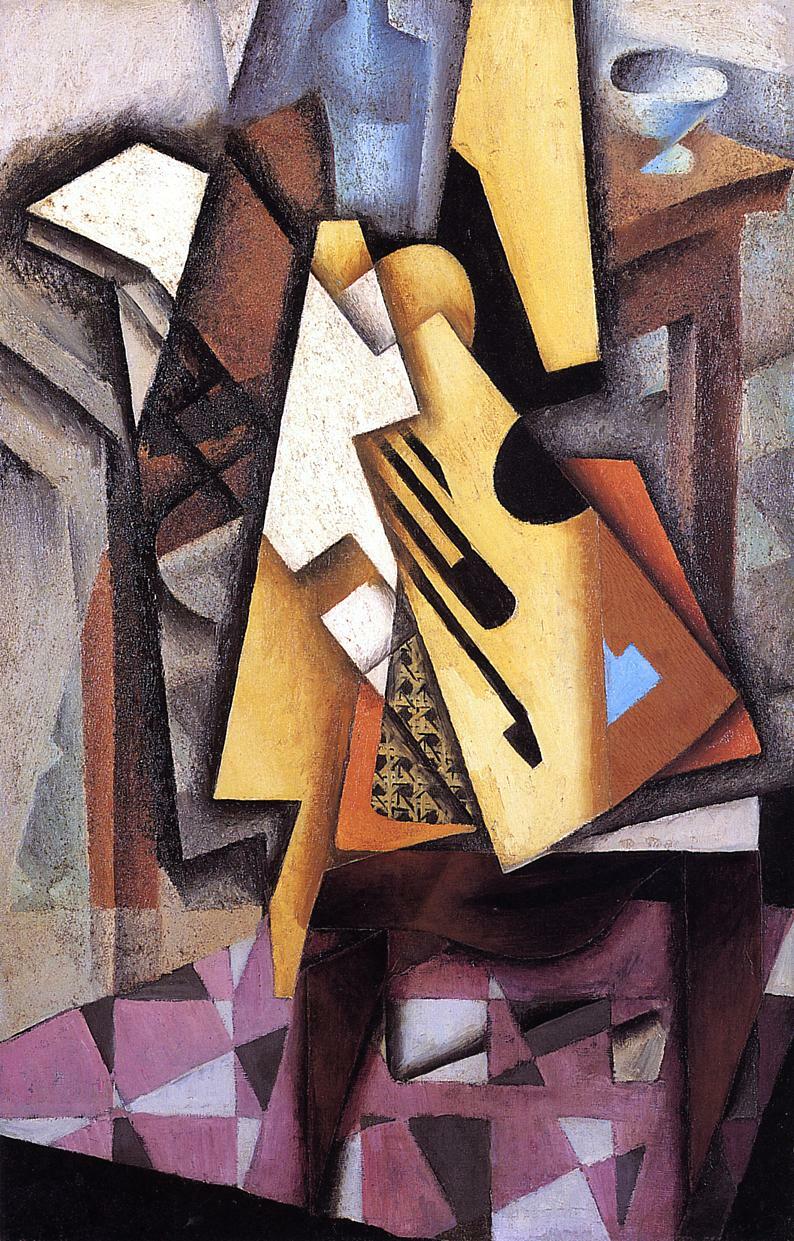 Oil painting beautiful abstract still life Guitar-on-a-Chair-Juan-Gris canvas