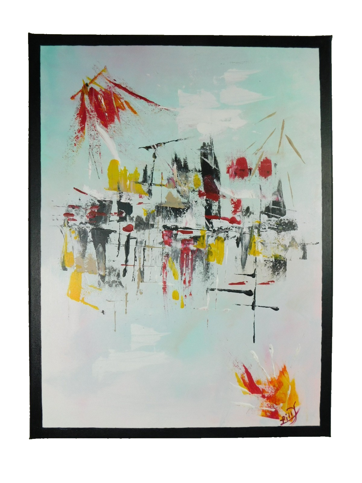 Oil Canvas Painting Mid Century Mosaic Hippie Modern Art Signed Lilly Lawson ’21