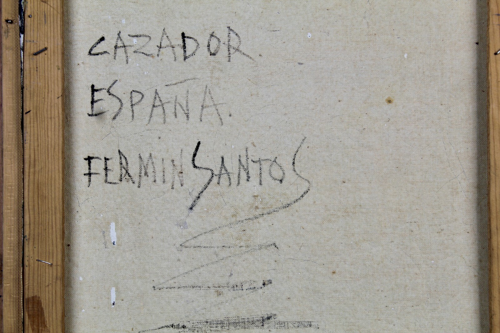 ORIGINAL FERMIN SANTOS SIGNED PORTRAIT, CAZADOR ESPANA