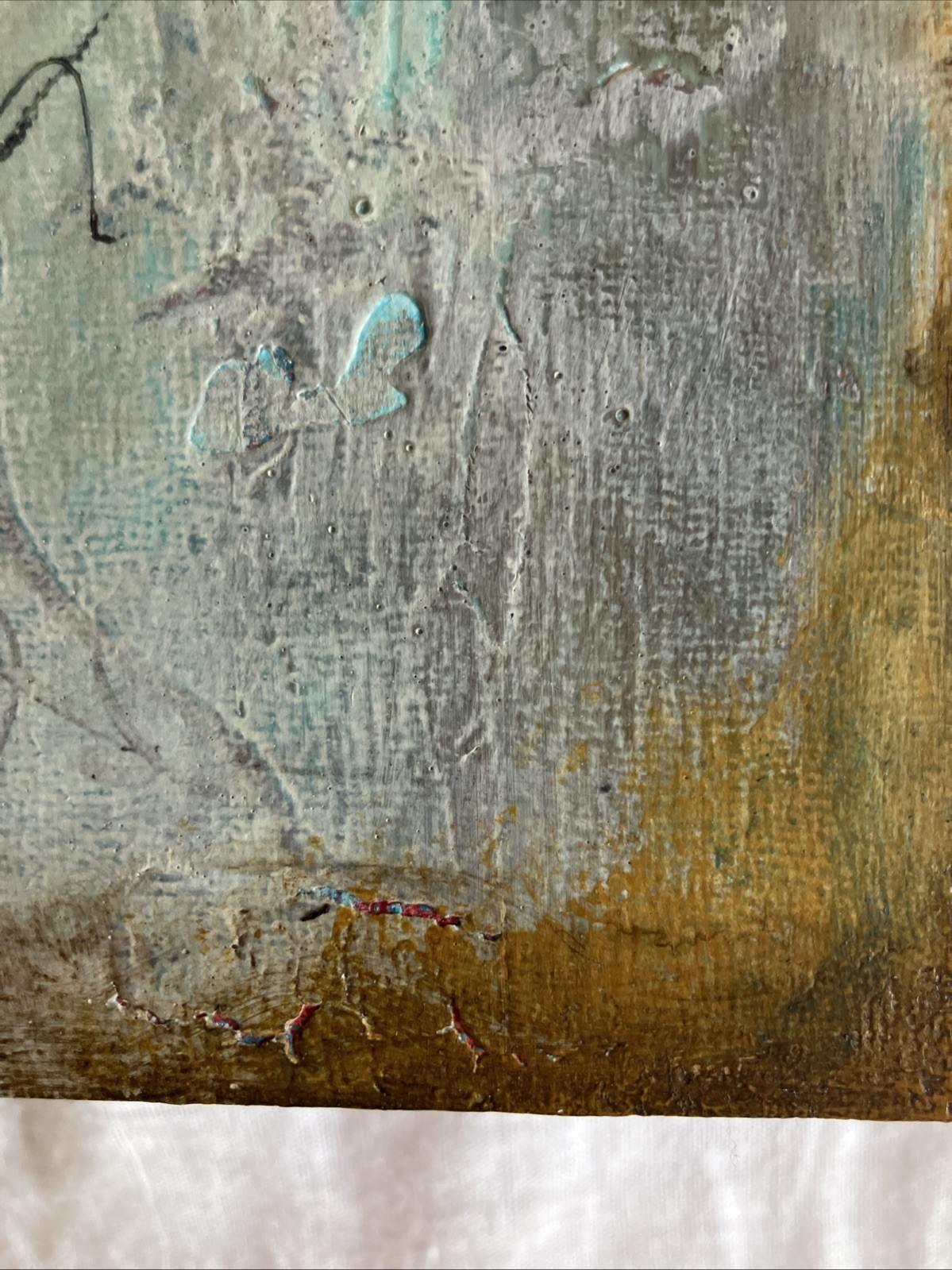 Original Fine Unframed Art—Abstract Expressionism with Etchings 5 x 5 x 1.5.