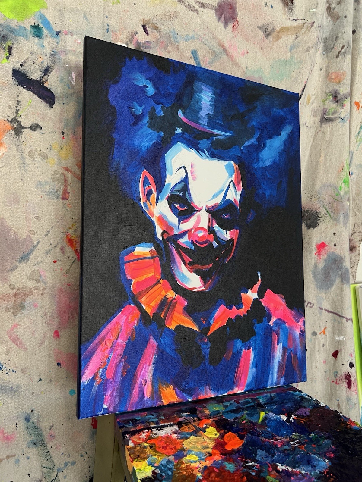 Killer Clown Original Handmade Painting On Canvas By Artist Eli Hyder Fine Art