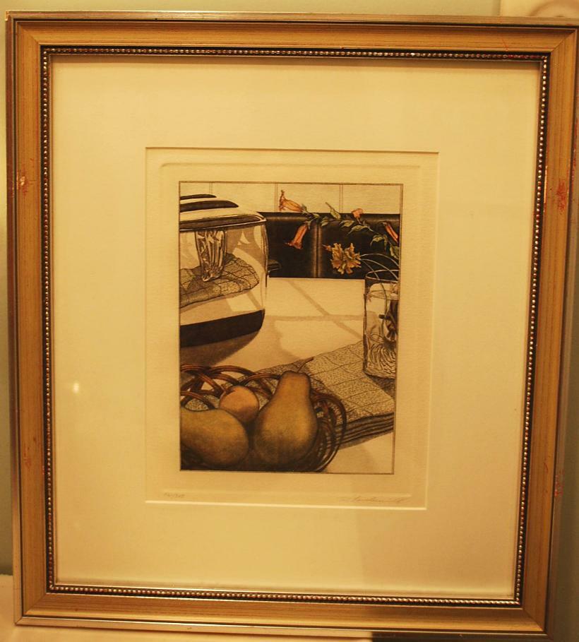 LOUDERMILK Set 2 Kitchen Still Lifes S/N & L/E Hand Colored Etchings Art Prints