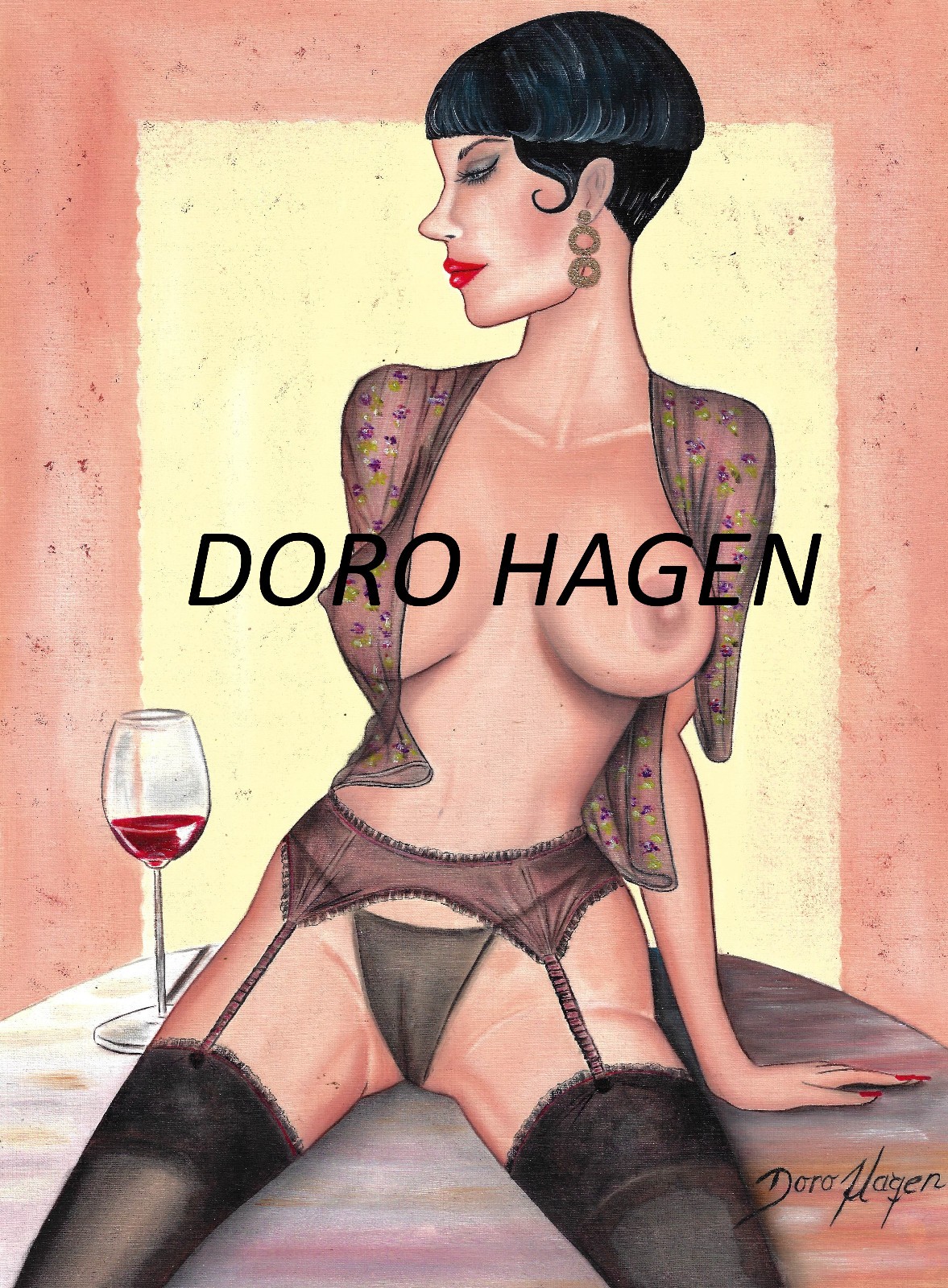 Doro Hagen Original Oil Drawing Oil Paper 240g 30 x 40cm Painting Painting