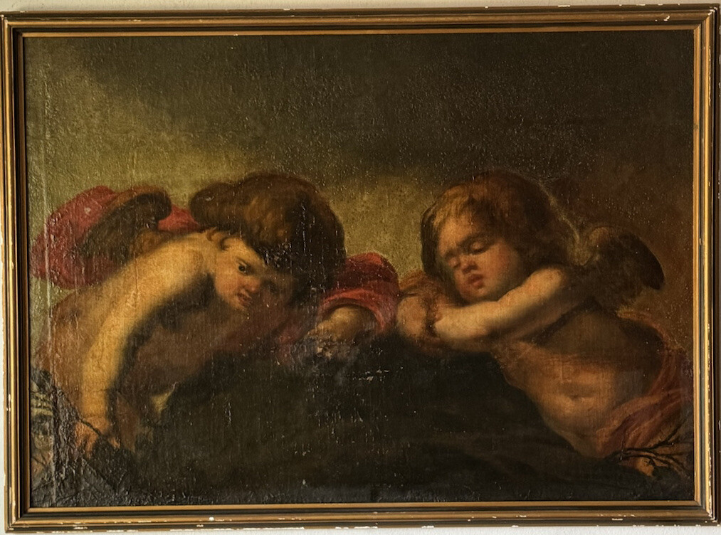 FINE ANTIQUE 17TH CENTURY OLD MASTER ITALIAN CHERUB ANGEL CHILD OIL PAINTING