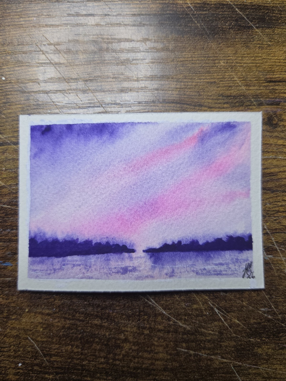 ACEO Original painting Beautiful Sunset (2.5×3.5 inches) Watercolor
