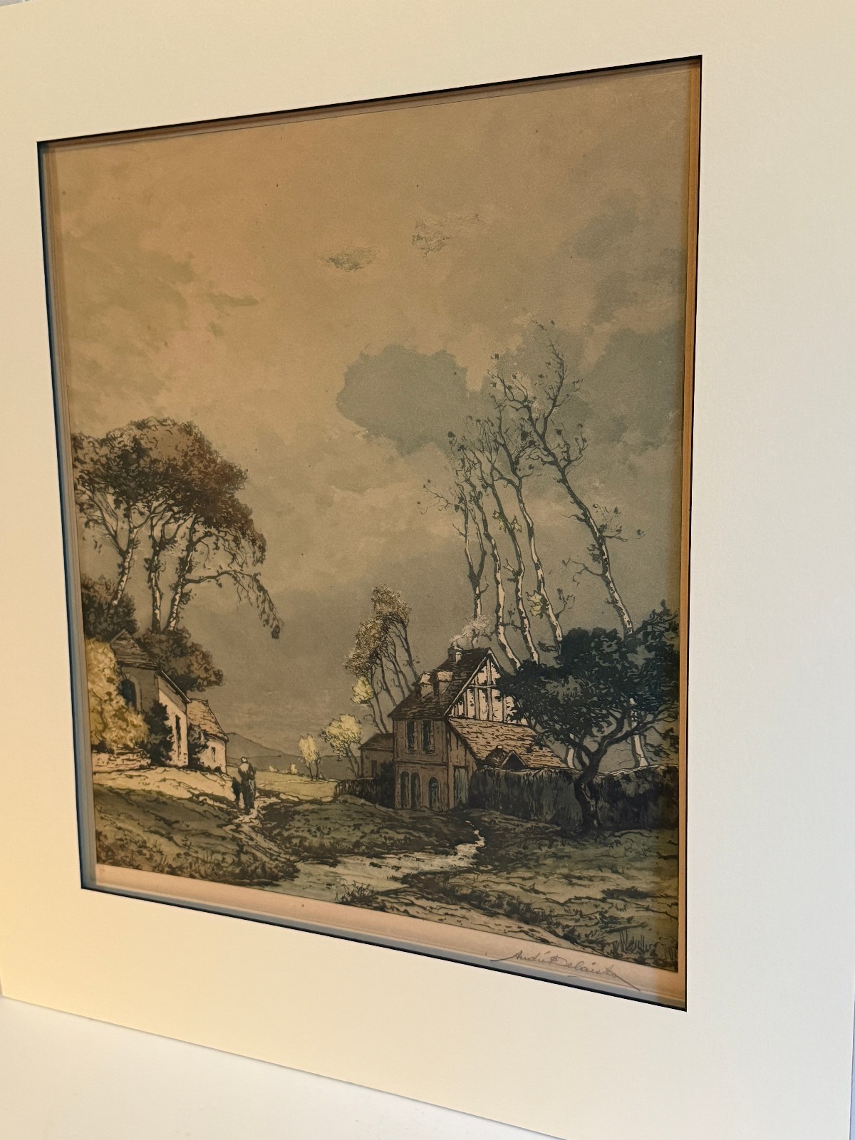 Antique 1925 Andre Delaistre Art Handcolored Signed & Numbered Engraving French