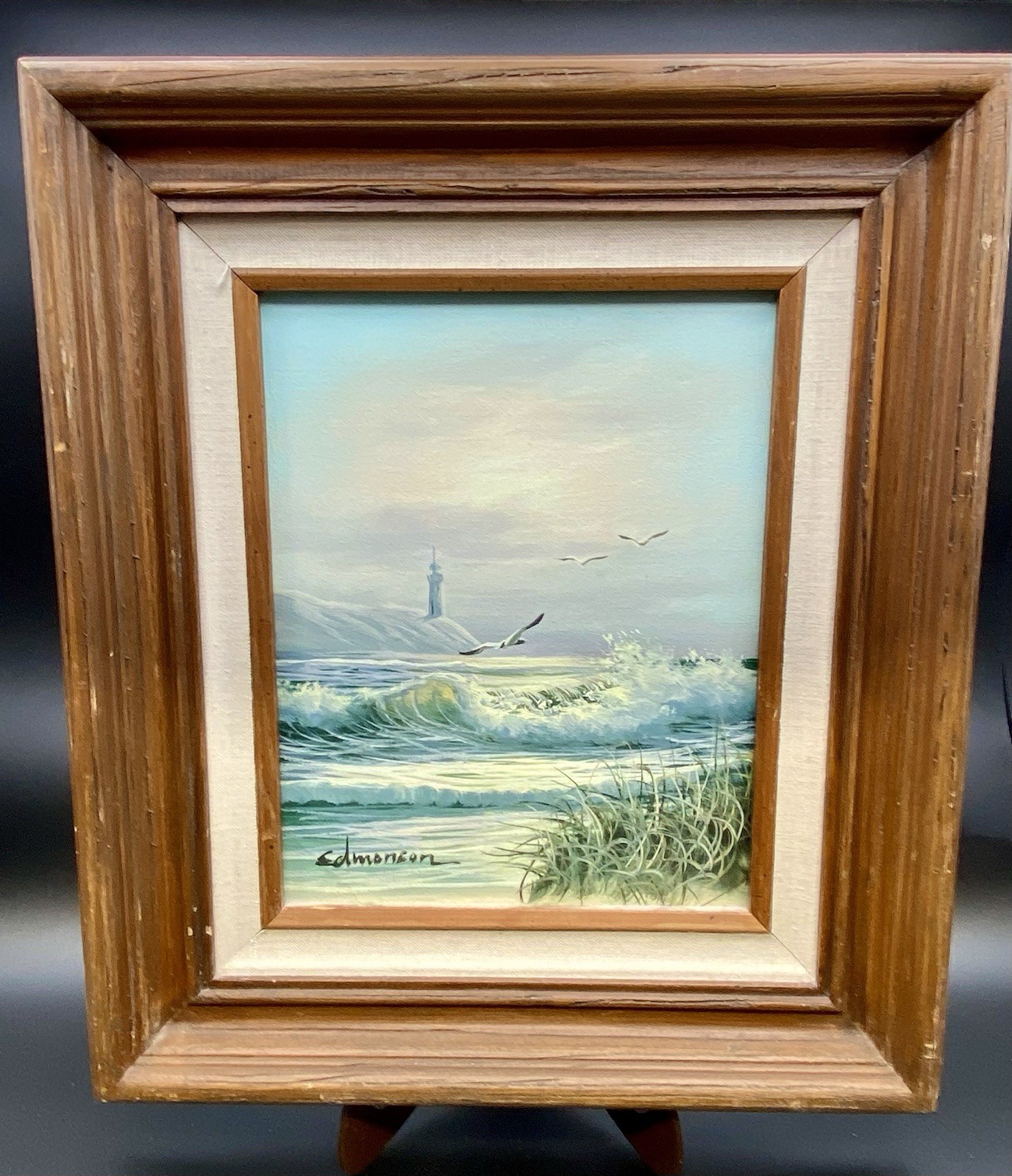 Vtg Edmonson Original “Gentle Breakers” Oil Painting Signed