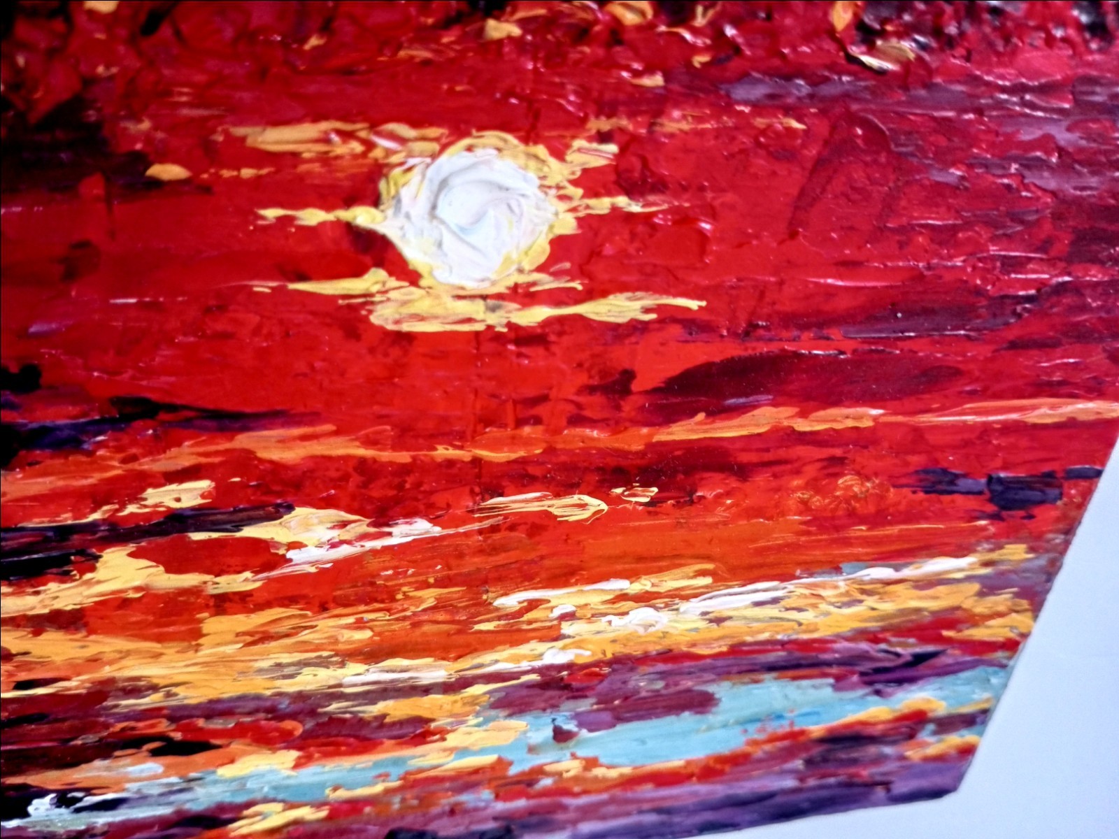 Unique Texture Oil Painting Original Colorful Sunset Landscape Wall Art Impasto
