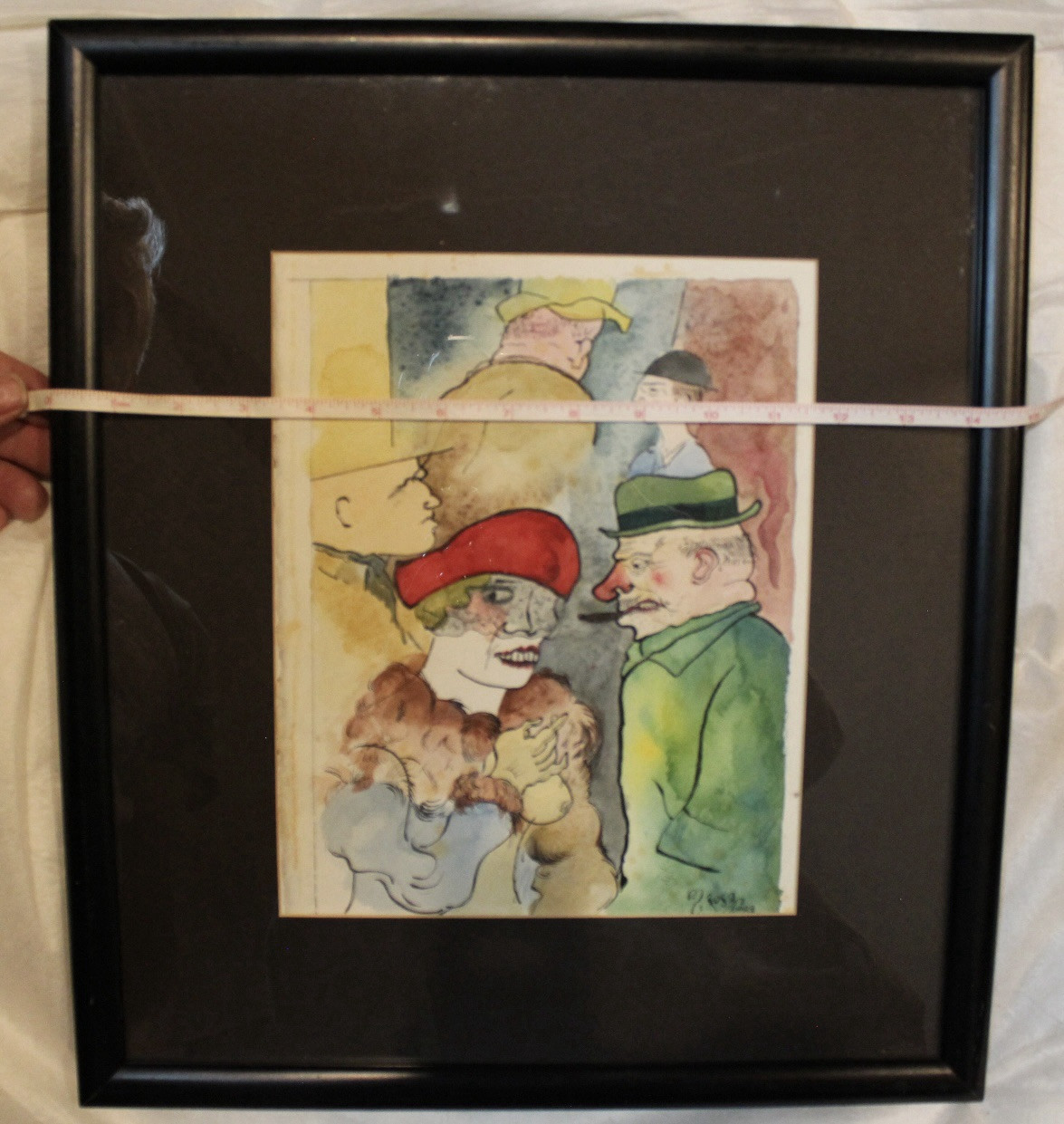Original Watercolor & Ink on Paper, Signed “Grosz 1922”