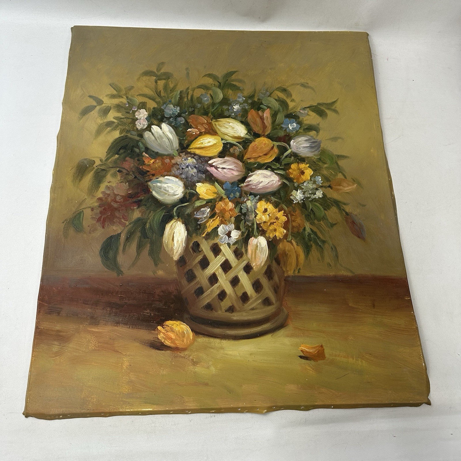 Original Painting Of Flowers Floral Still Life Vintage Artwork Oil Painting