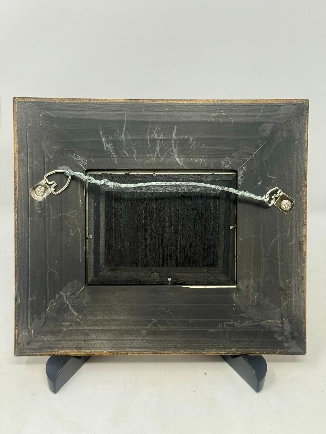 Vintage Mini Floral Still Life Painting Ornate Black Gold Frame 8×7