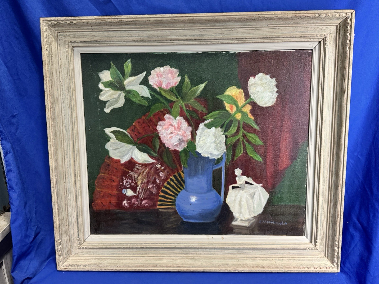 C.1965 Oil on Canvas STILL LIFE 24″ x 20″ Gladys Wellington, Somerville MA