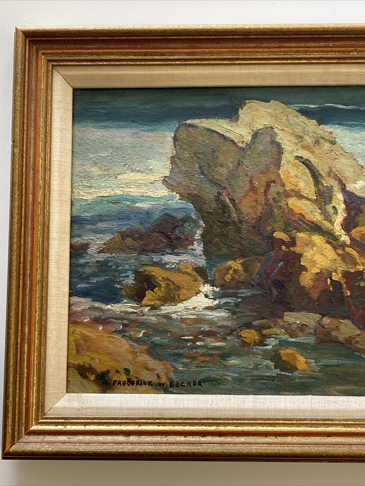 FREDERICK BECKER ANTIQUE LANDSCAPE PAINTING AMERICAN PLEIN AIR COASTAL BEACH