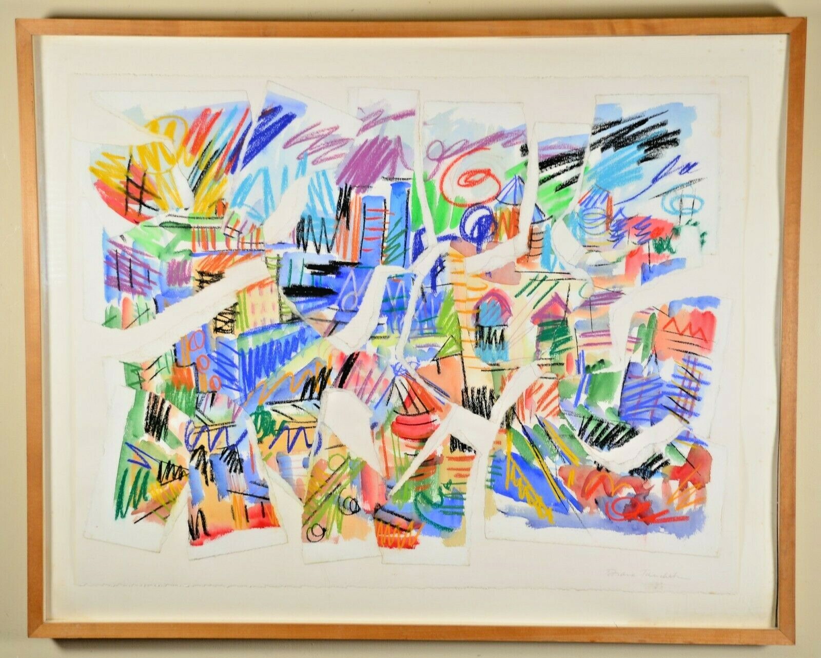 DIANE TANCHAK Original Vintage Signed Abstract Mixed Media Collage Oil Painting