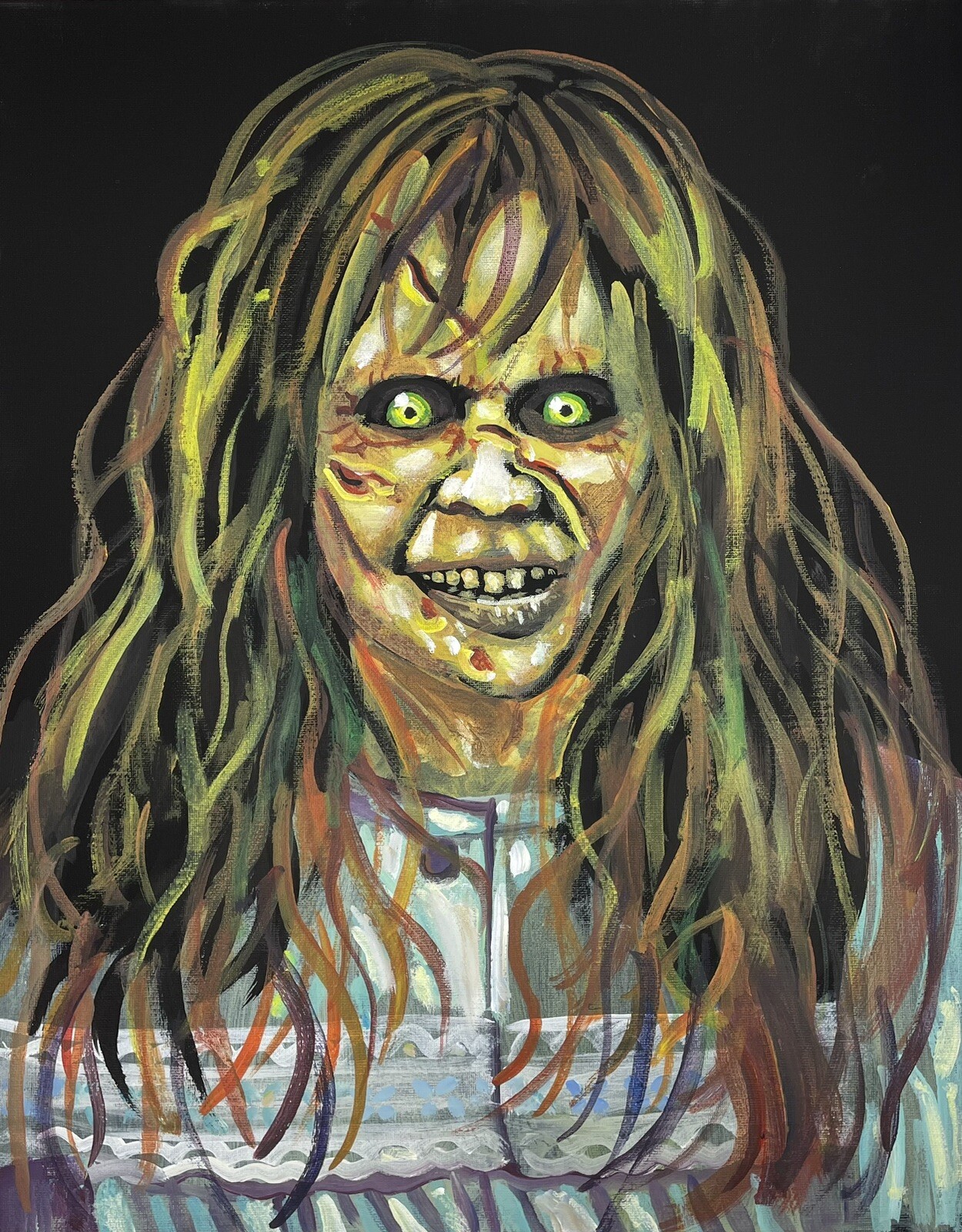 The Exorcist Regan Linda Blair Halloween Horror Pop Art Painting Original 16×20