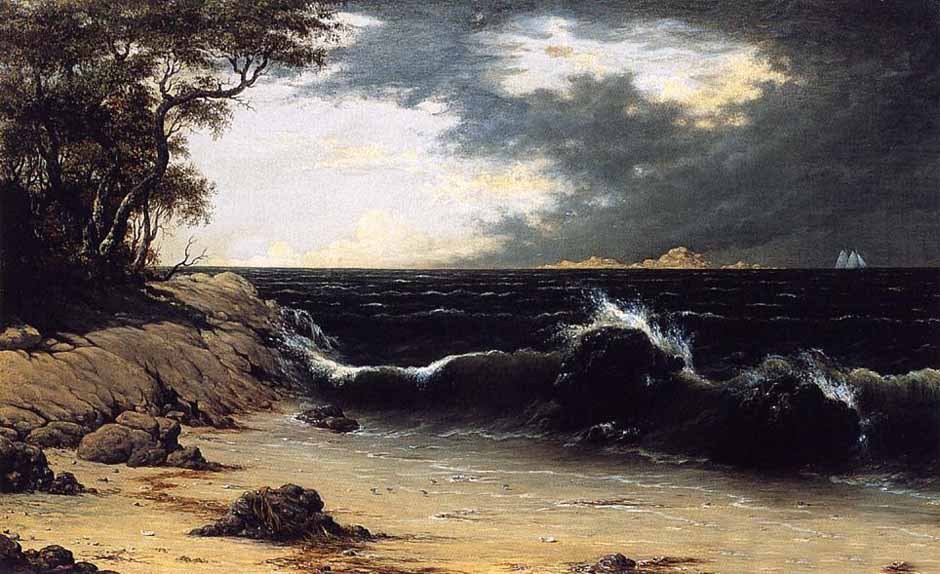Ｏｉｌ Martin Johnson Heade – Storm Clouds over the Coast wonderful seascape waves
