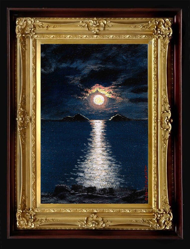 MOON V – Original Oil Miniature 6″x4″ | Moon Reflections Series | NO FRAME