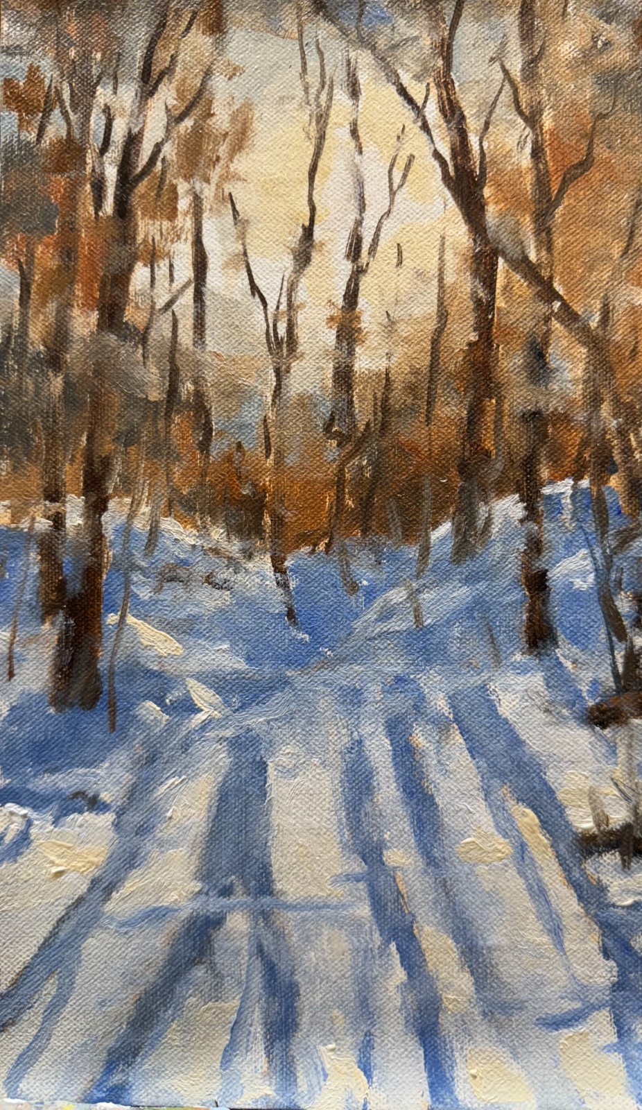 Collector Winter Sun Shadows One Of a Kind Oil Painting