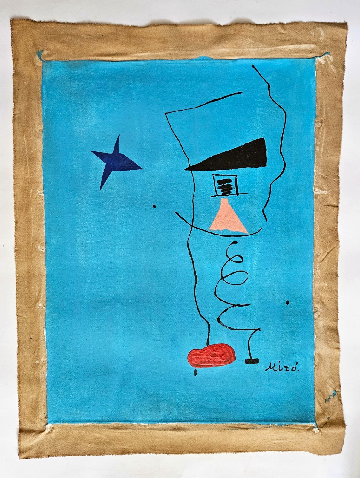 Joan Miro Signed Surrealist Abstract Oil Painting on Canvas – Spanish Art