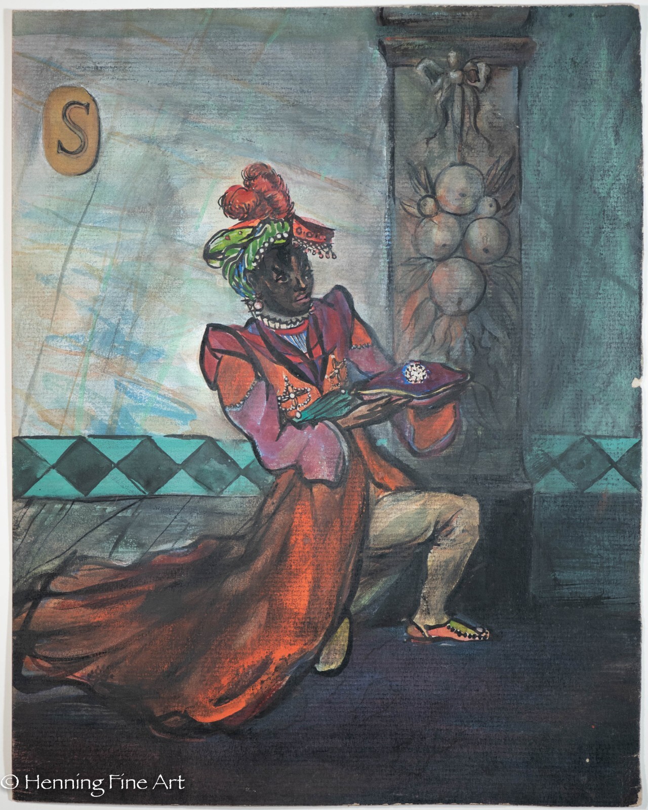 Beautiful Vintage Carl Shaffer Impressionist Painting Orientalist Portrait WPA17