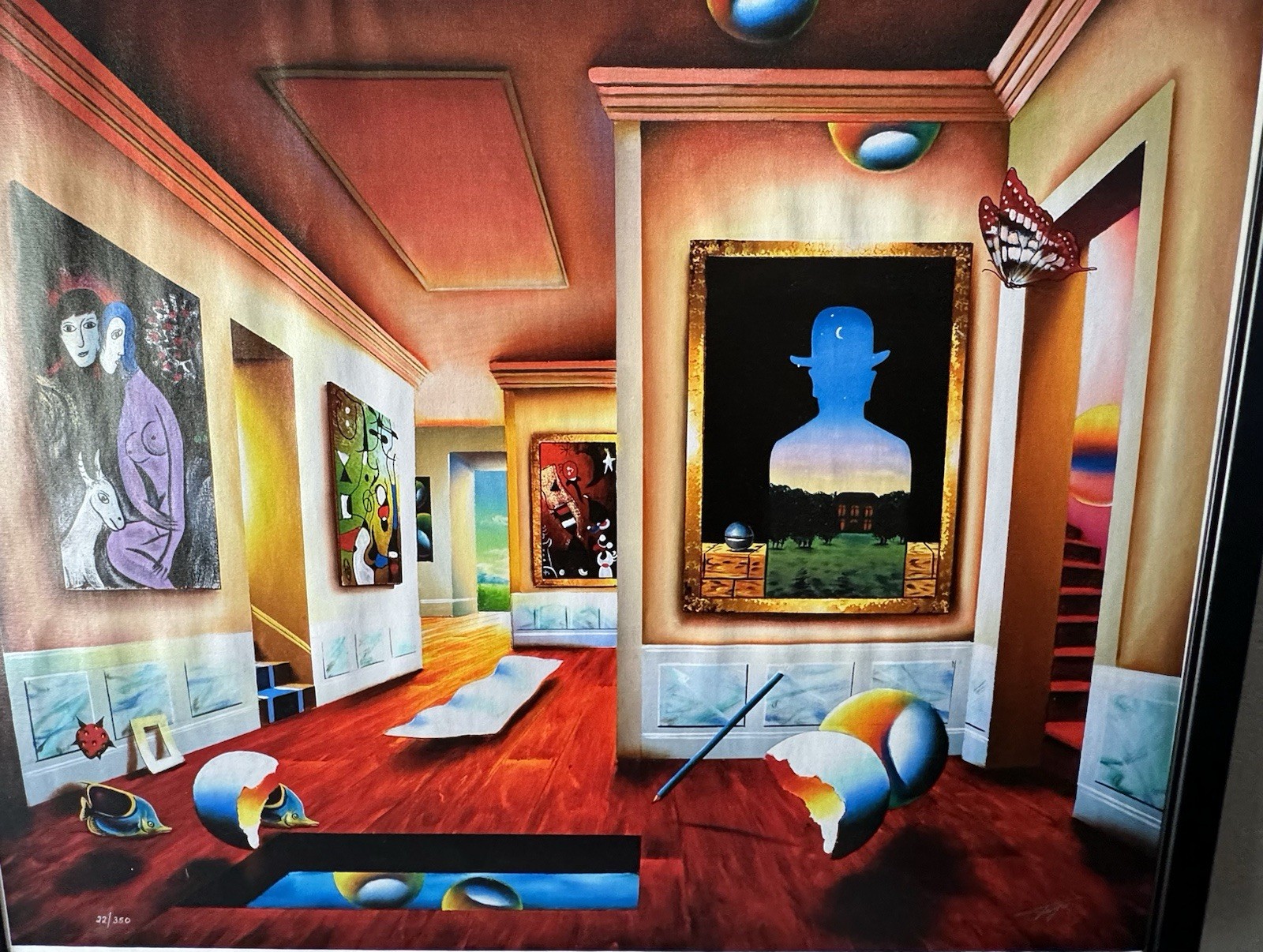 FERJO GICLEE ON CANVAS «Interior With Magritte» 40″ x 30″ SIGNED NUMBERED