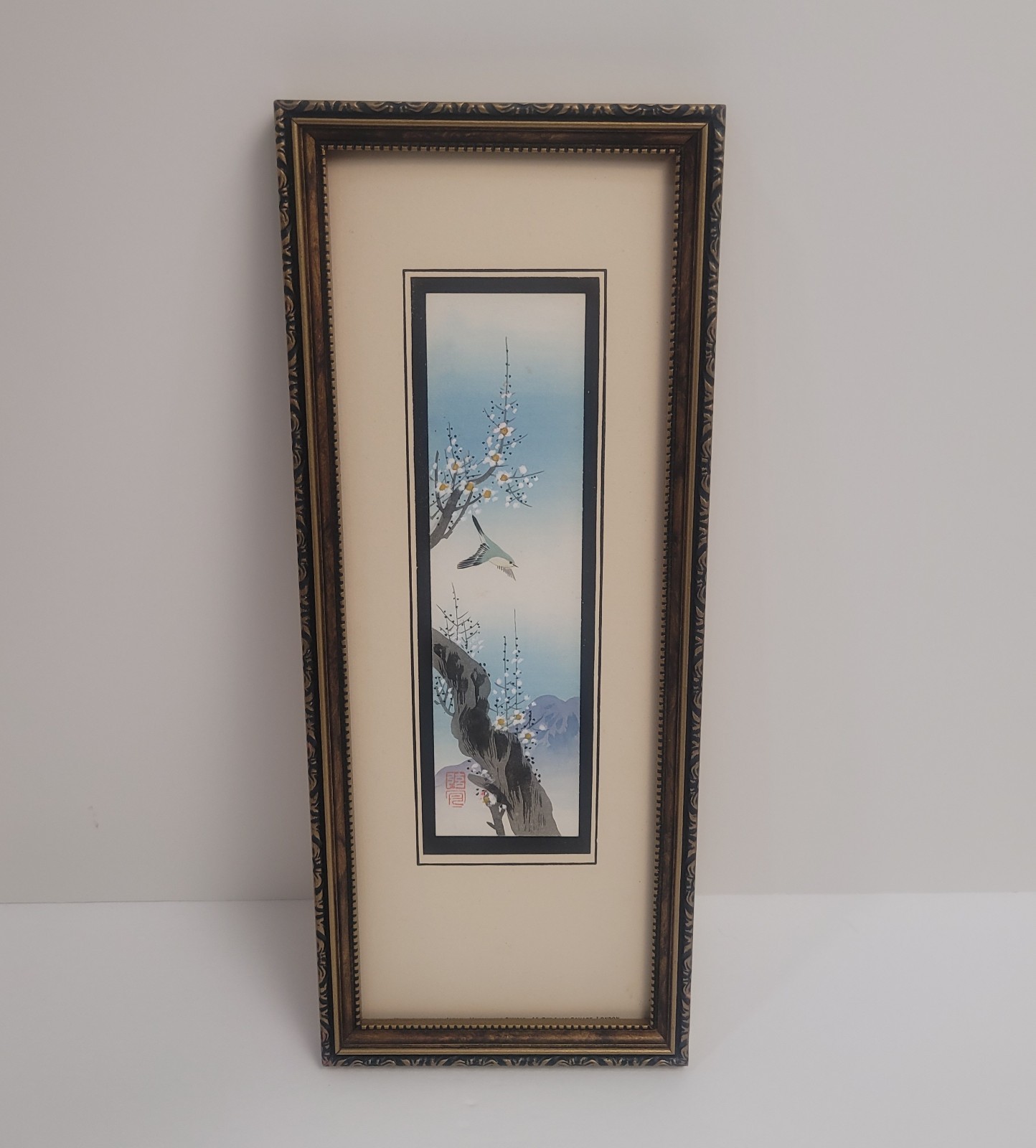 Hand Painted Watercolor Matsumoto Studio Japanese Art Original Framed Bird Tree