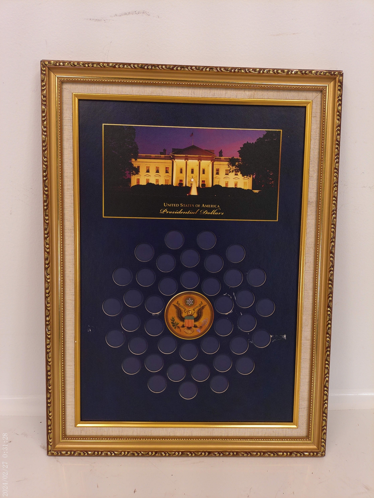 Art United States of America Presidential Dollars Frame Coin Holder