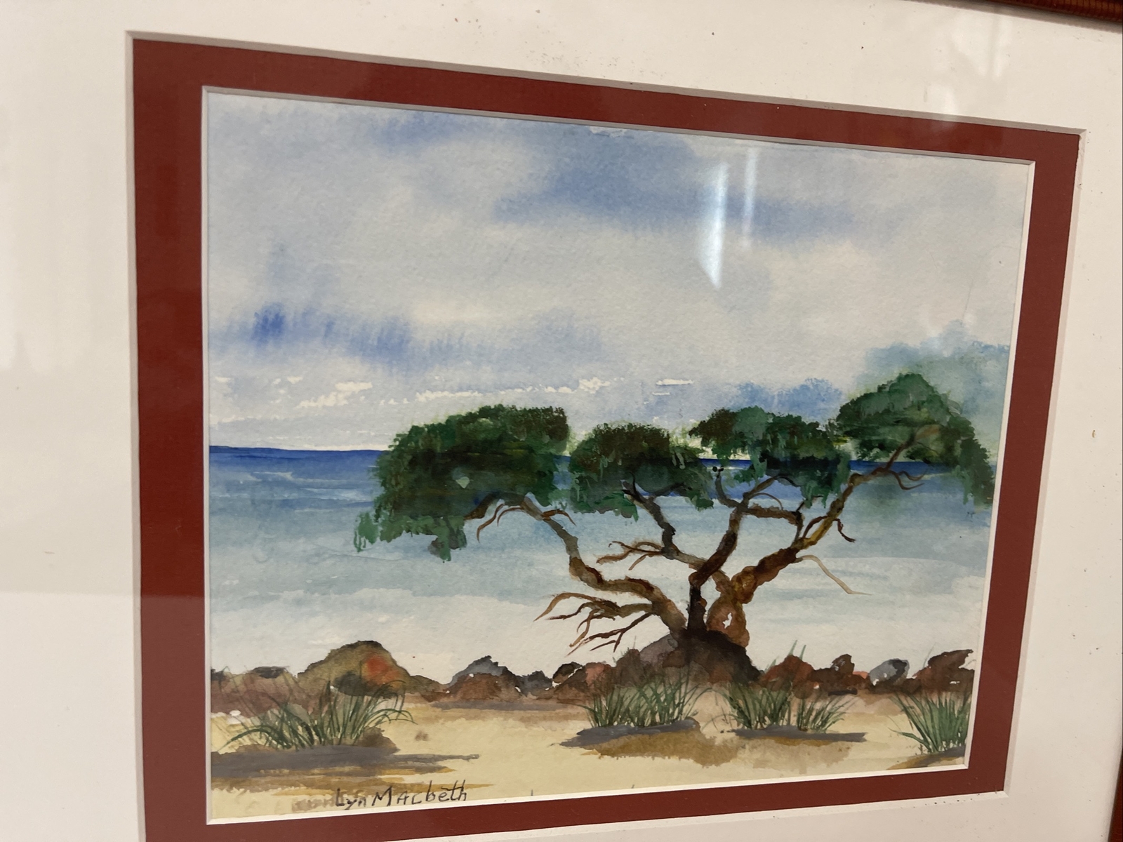Mangrove Trees Landscape Painting Ocean Florida Coast Signed Framed 16.5×13.5”