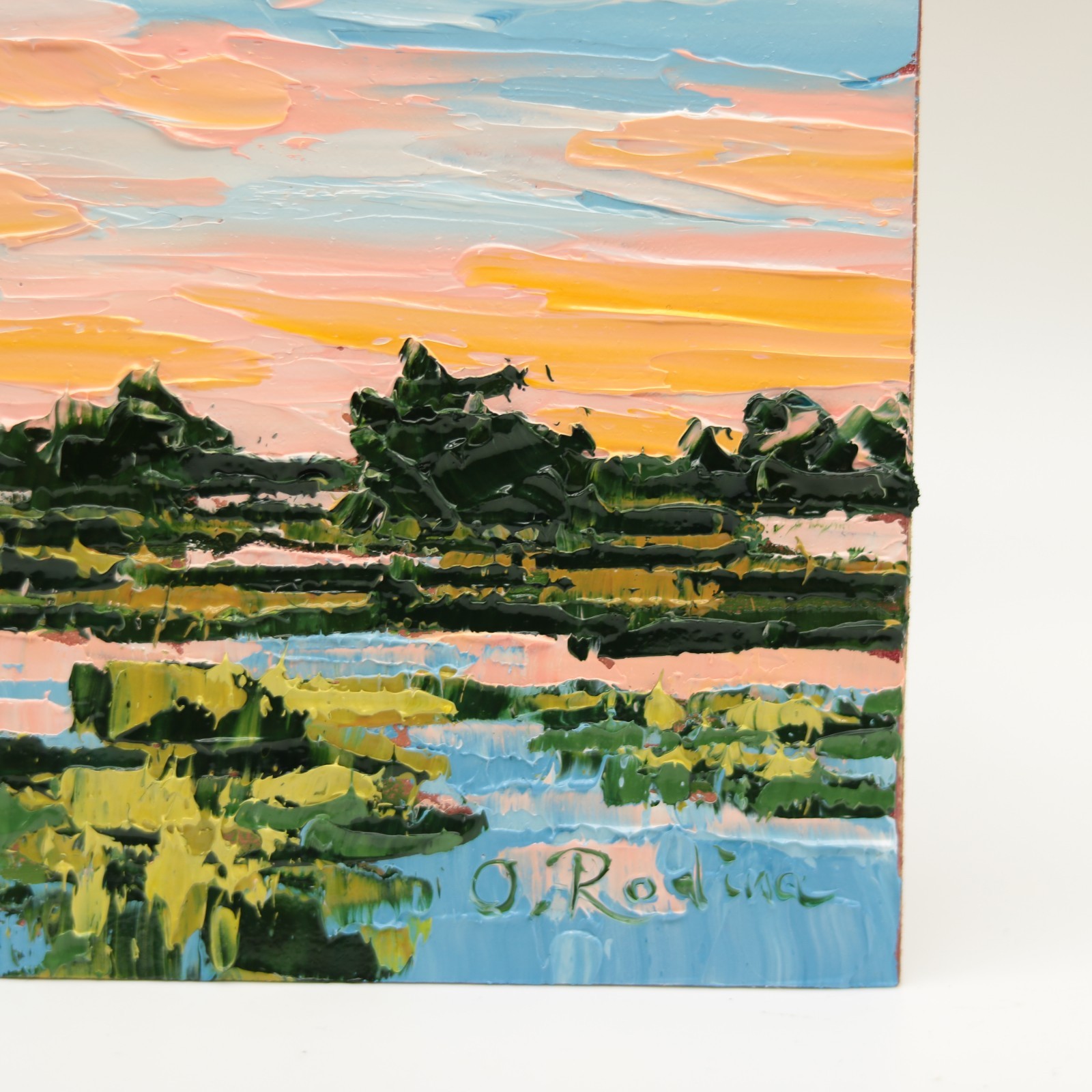 Hand-Painted Marsh Landscape Oil Painting Original Artwork Nature Canvas Art