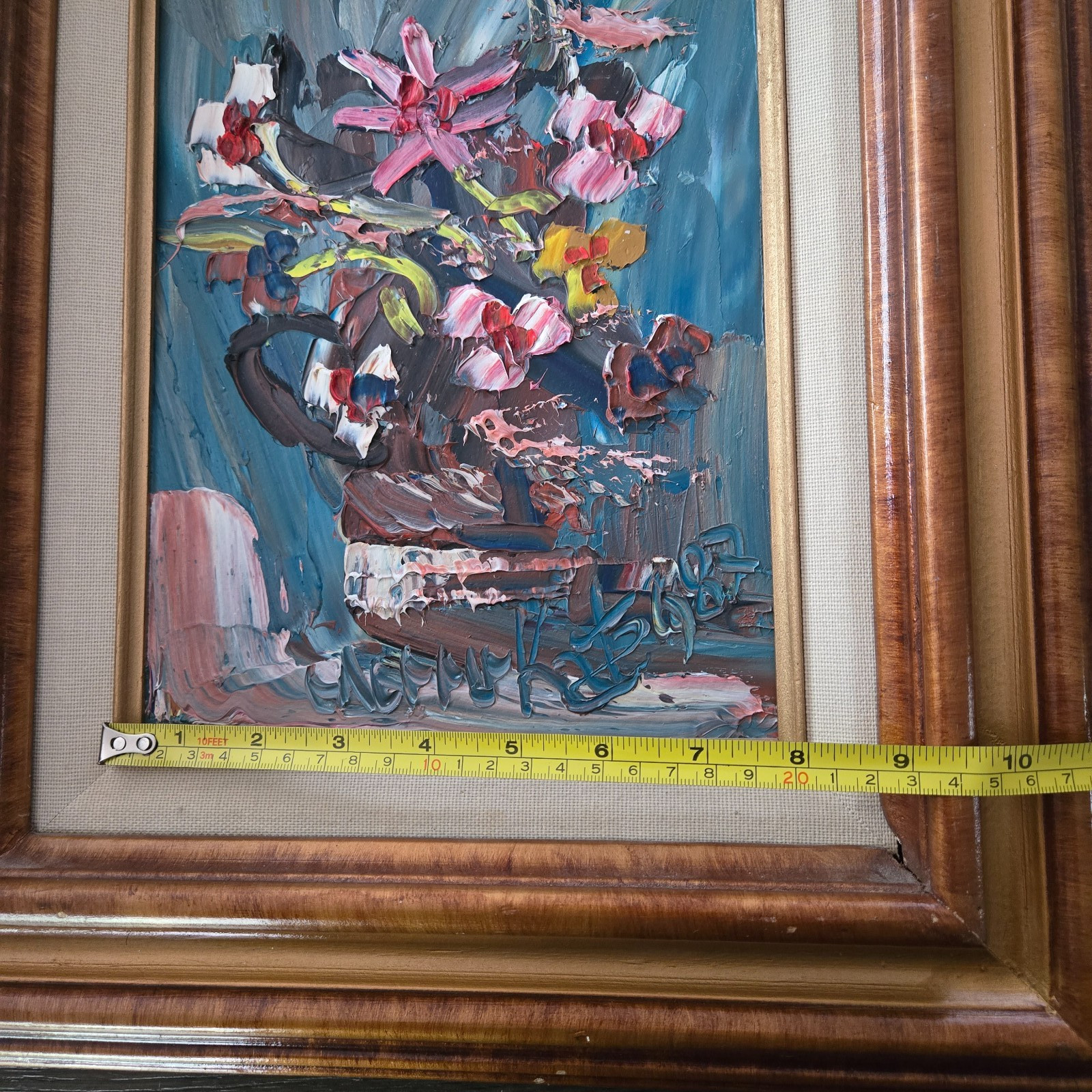 Morris Katz Original Painting Floral Bouquet Signed 1988 Framed Matted 8×10